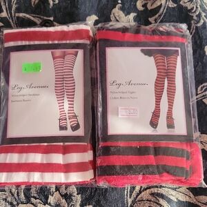 Leg Avenue Red and Black Striped Thigh Highs